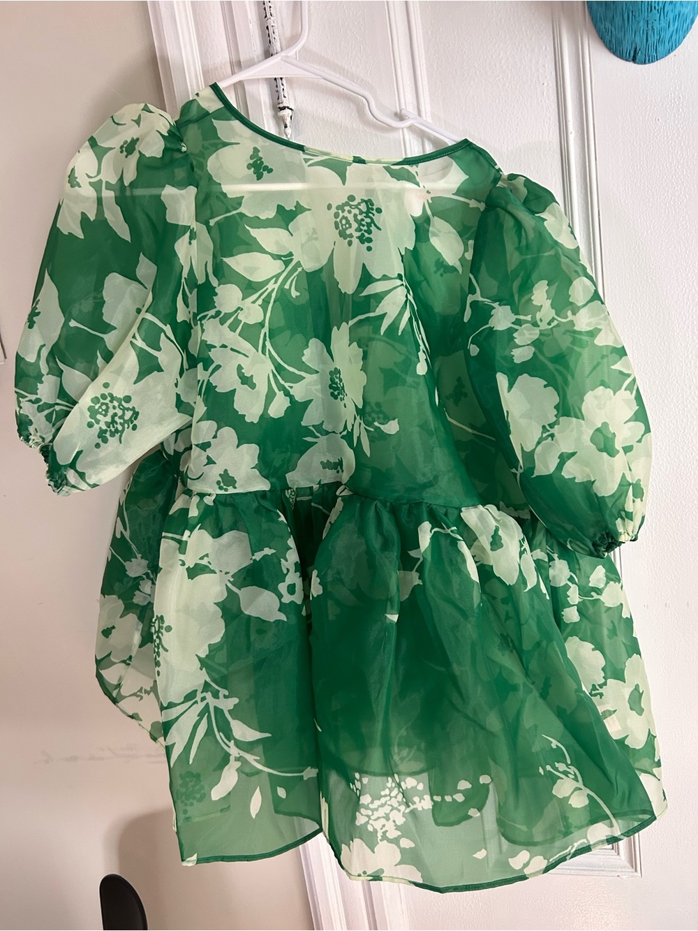 Selkie The summer field cotton candy blouse Size 4 green organza - Picture 2 of 10